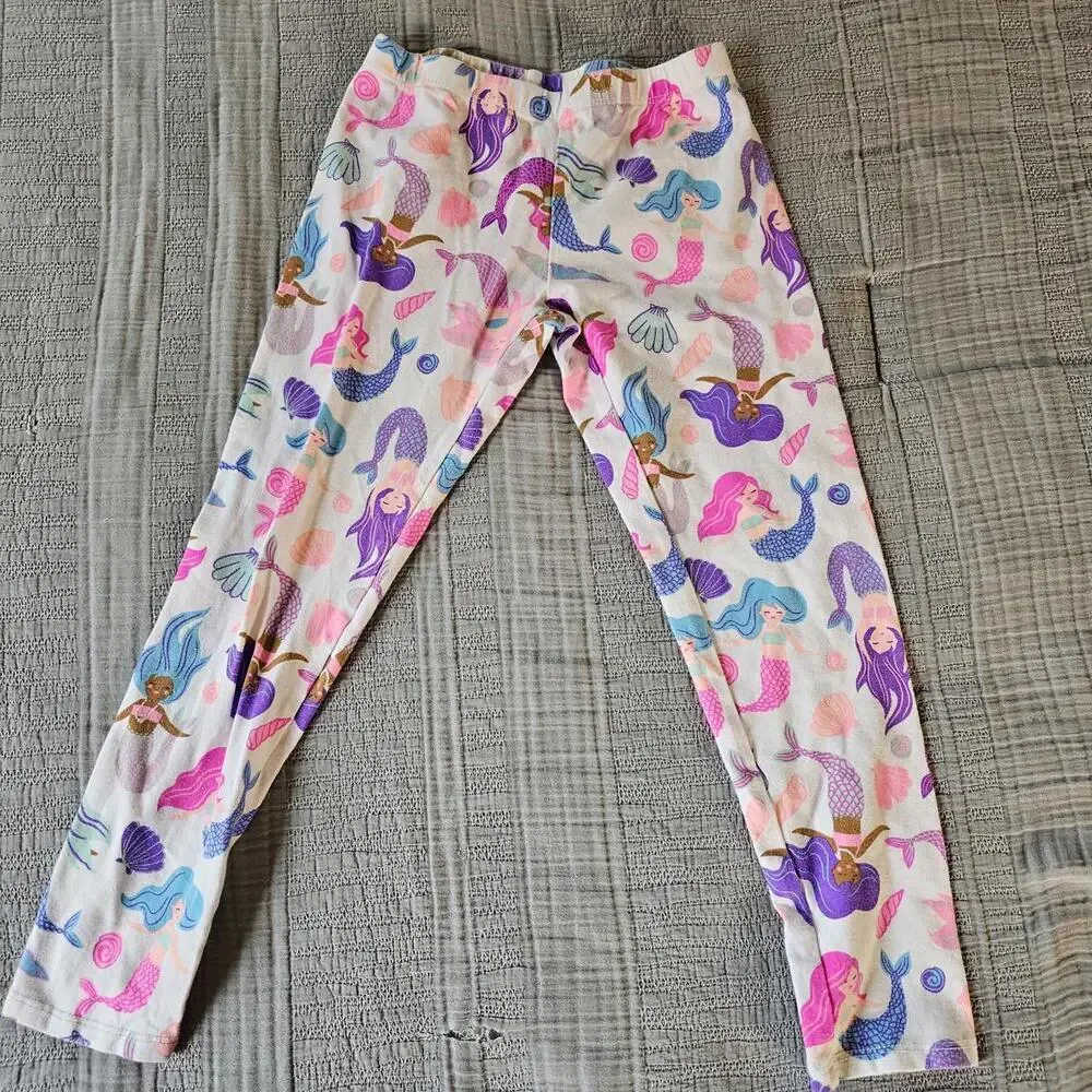 FabKids Girls' Medium Leggings with Mermaid Print